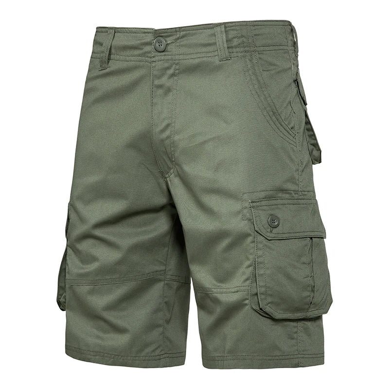 Men's Shorts Loose Large Size Multi-Pocket Overalls Summer Cotton Comfortable Nickel Pants Outdoor Casual Sports Beach Pants - 3KDyn